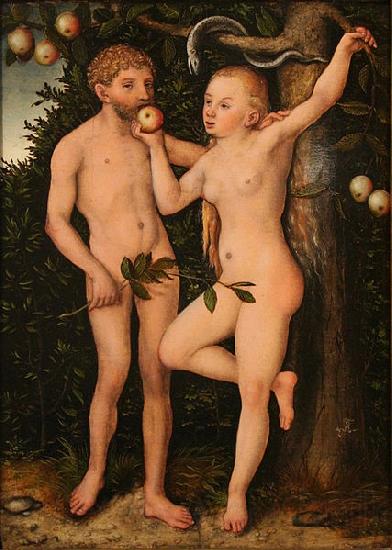 Lucas  Cranach Adam and Eve Spain oil painting art